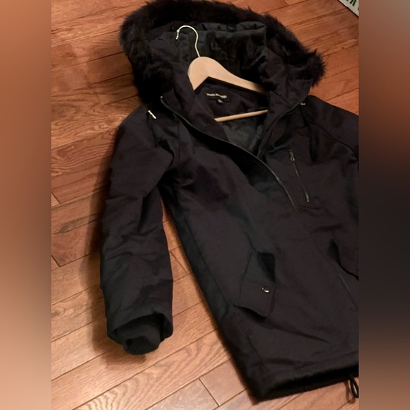 Black hooded insulated canvas jacket parka size S - Picture 5 of 12